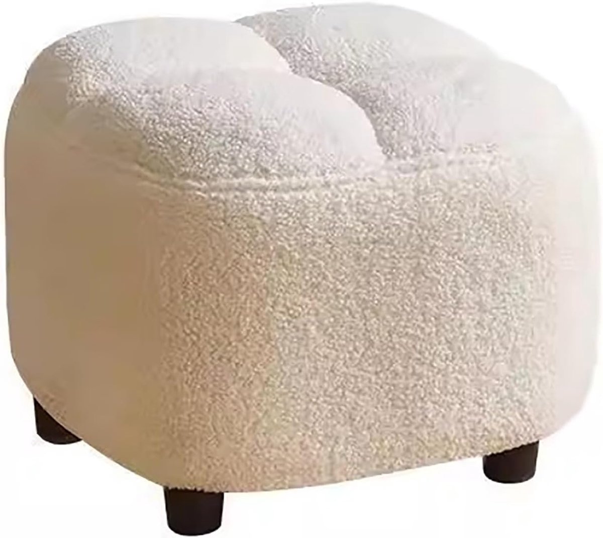 Voetkruk Ottomaanse Poef - Zachte Zitting - Voeten Rusten - Antislip Basis - 30x30x28 cm - Wit
