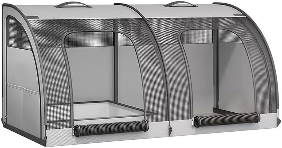 Autotent Huisdieren - Reishondenhok Bench - Veilig Vervoer Dieren - Uitneembare Scheidingswand - Dubbele Bench - Grijs