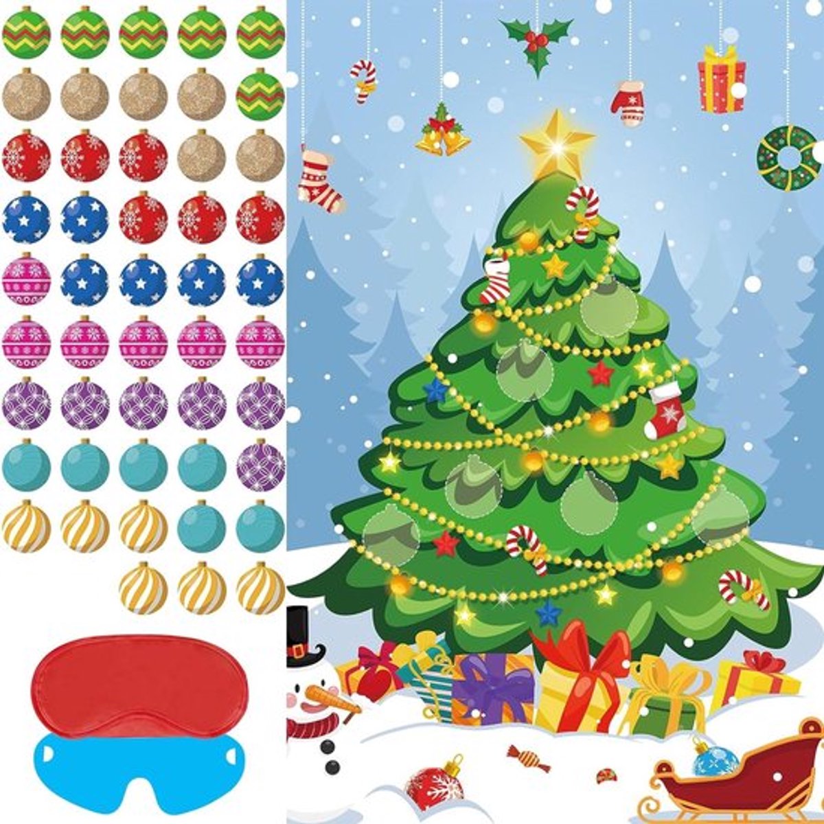 Kerstversieringspelset met kids games voor kerstdag