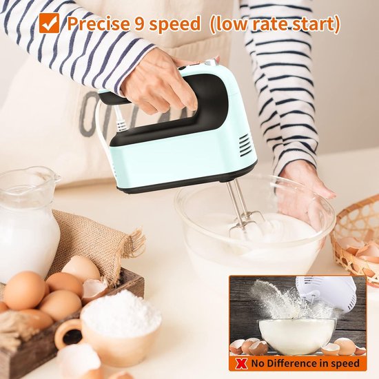 Handmixer - Elektrische mixer - Taarten bakken - 5 snelheden instelbaar - 1kg - Wit — afbeelding 2