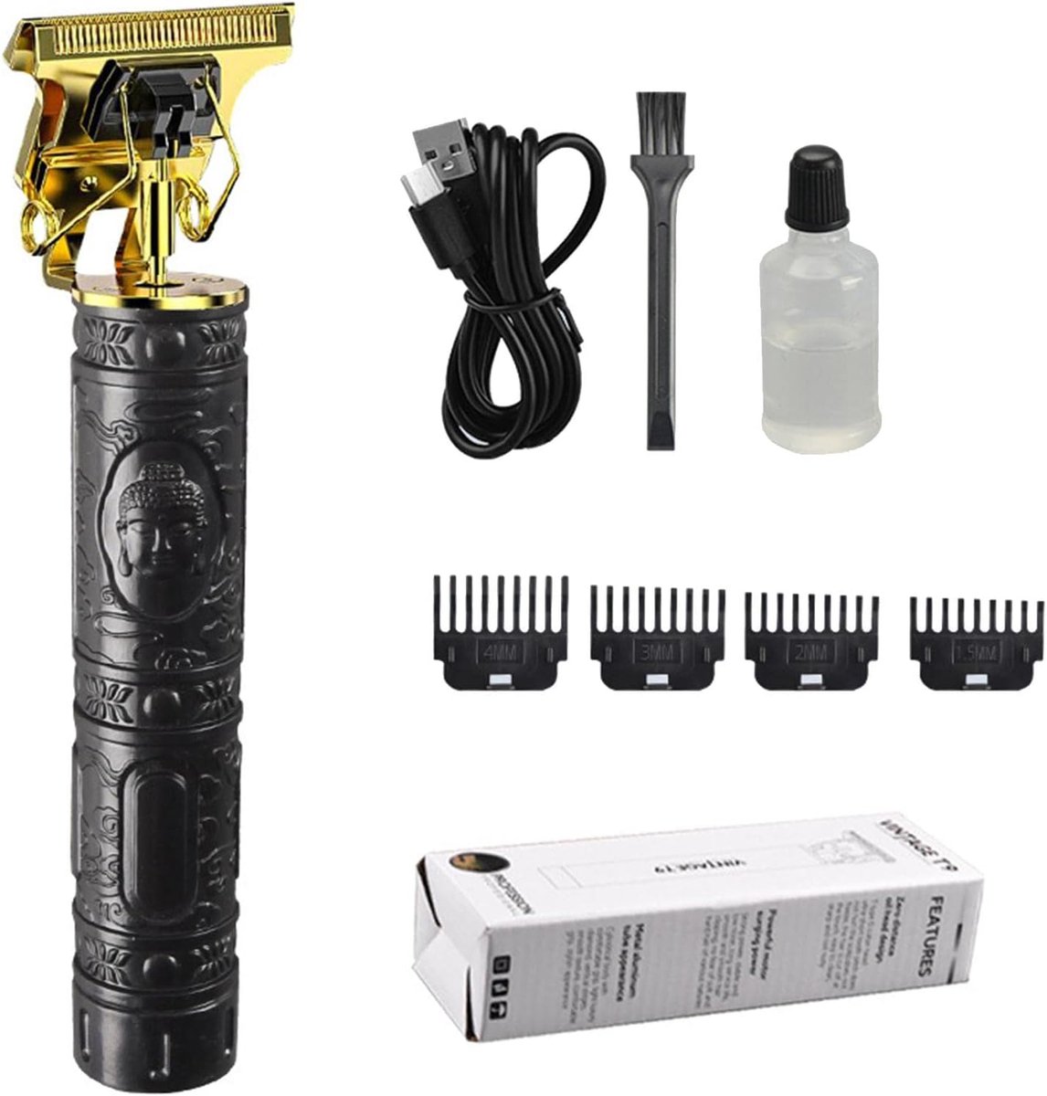 Haartrimmer Heren - Groomer Baardtrimmer - Thuis Knippen - Scherpe T-blad - 15 cm - Zwart