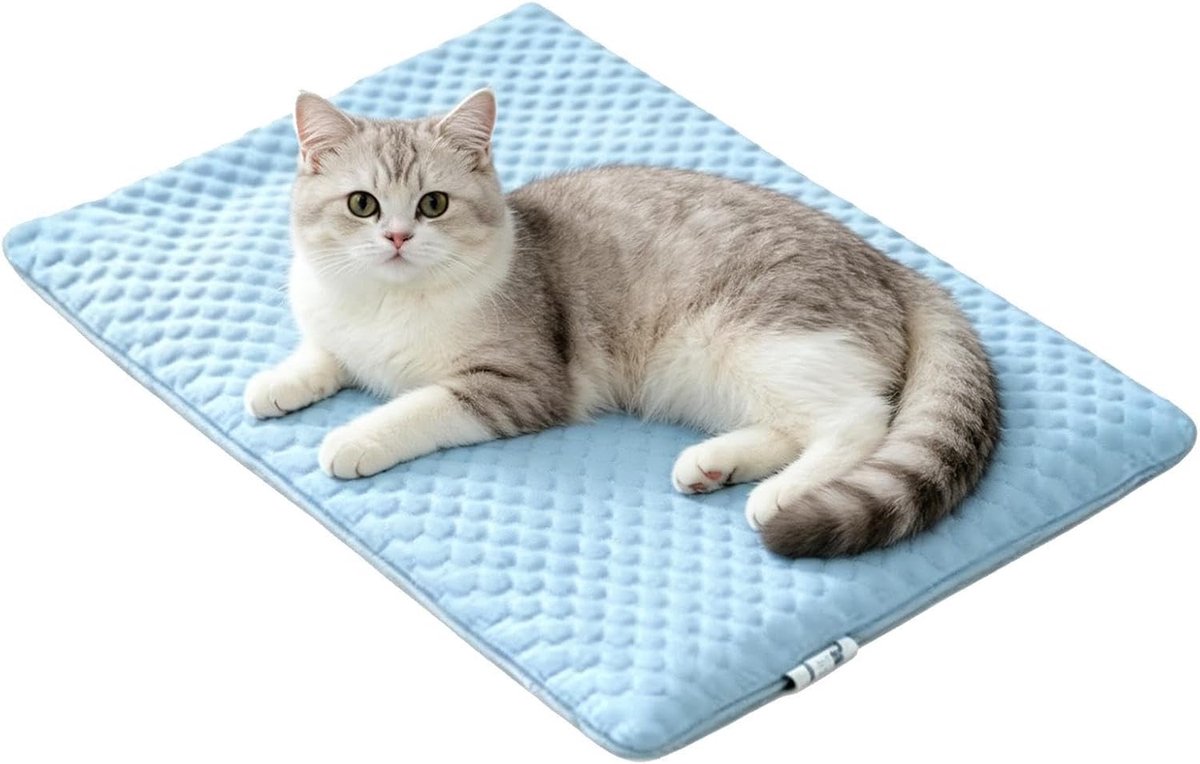 Verkoelende Kattenmat - Zomer Kussen - Hitte Ontlasting - Zelfkoelende Kern - Maat S - Blauw