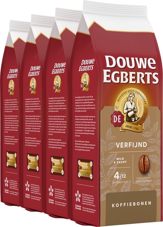 Grains de café raffinés Douwe Egberts - 4 x 500 grammes