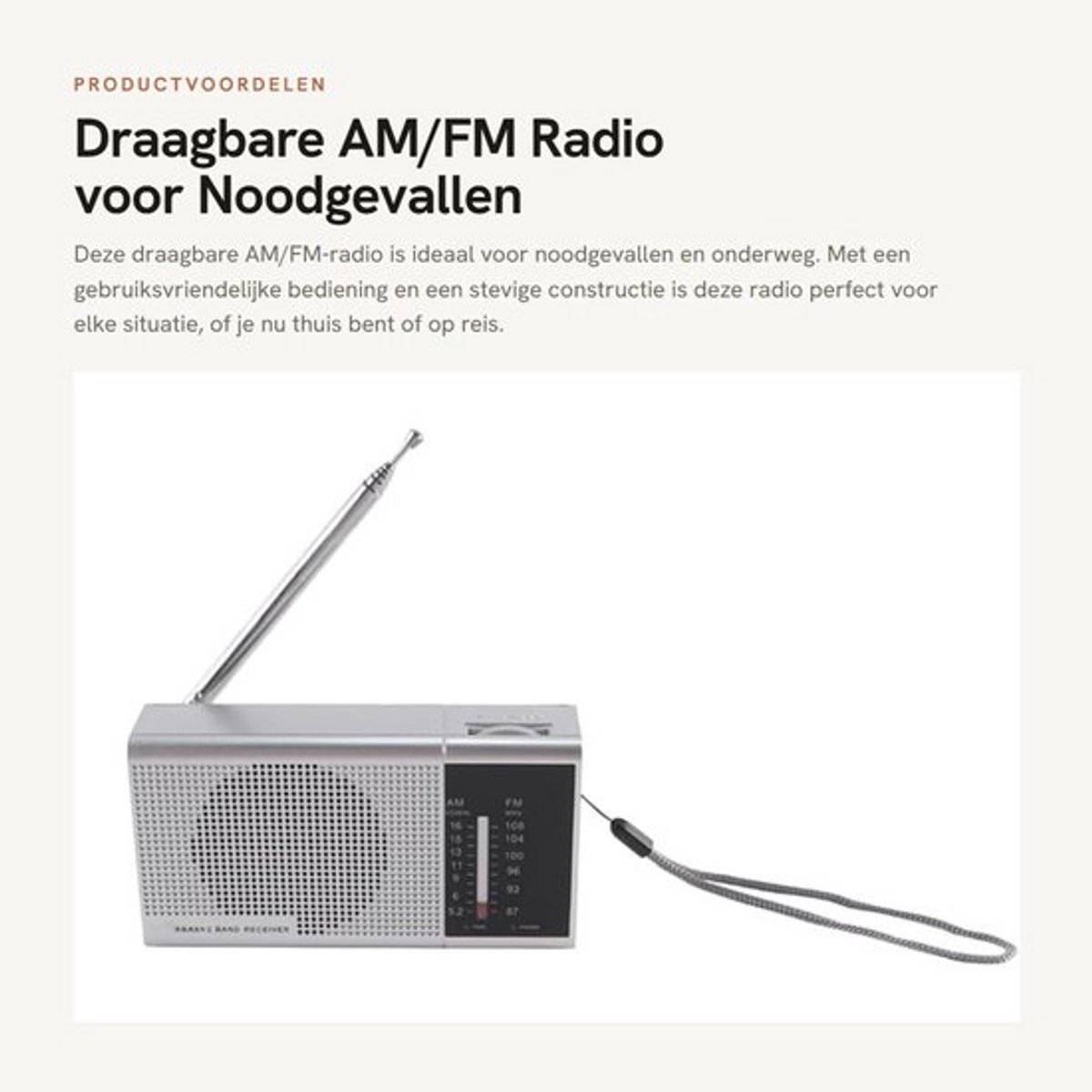 Dailygoods- Draagbare Radio - Am/fm Ontvanger - Noodradio - Eenvoudig