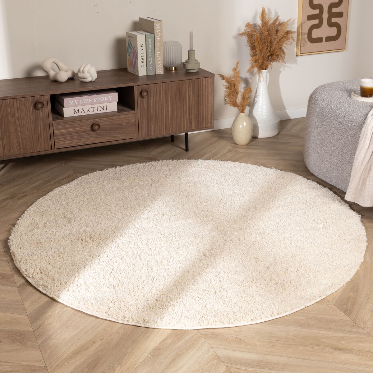 NATURL. Rond Hoogpolig vloerkleed - Wish Creme - Ø 230 cm