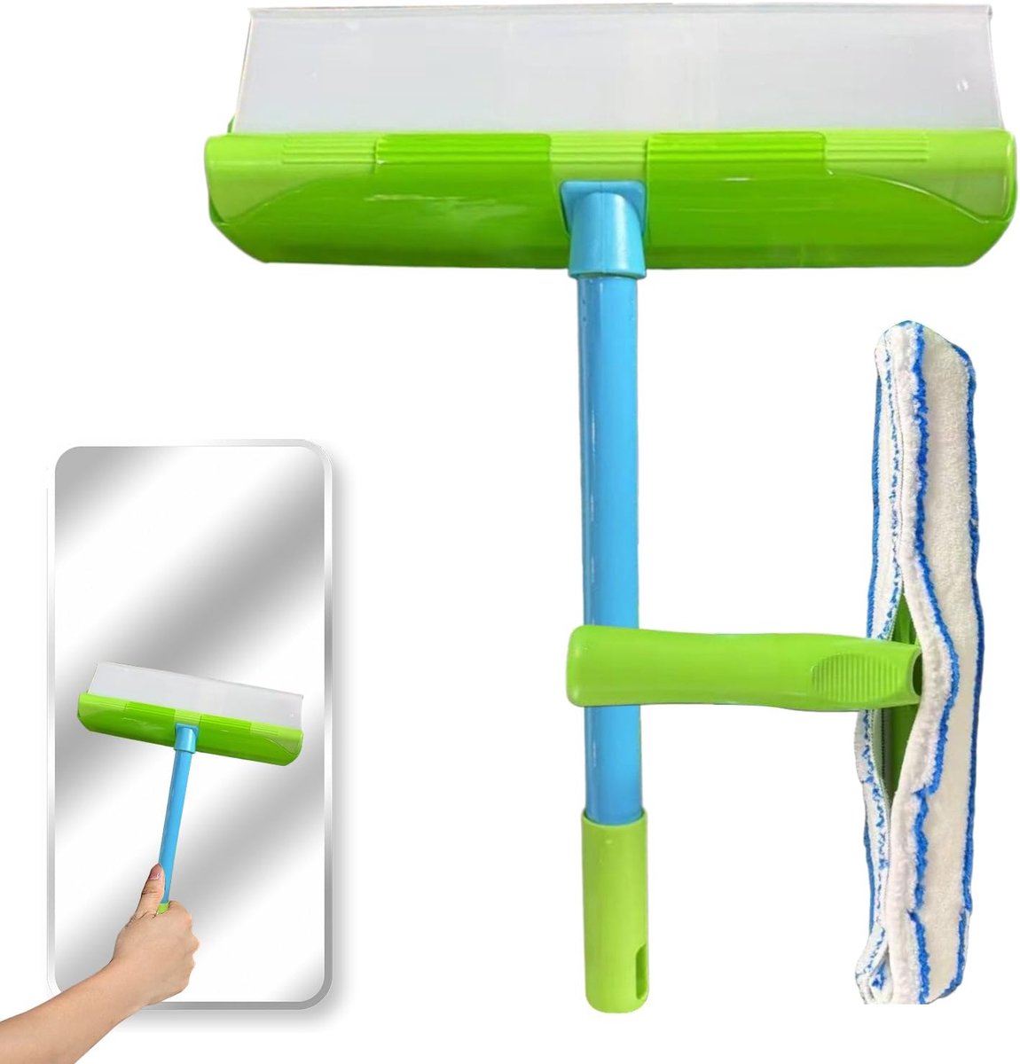 Doucheglas Rakel - Raamwisser Spiegelreiniger - Streeploos Schoonmaken - Flexibele Siliconen Schraper - 39x30cm - Groen