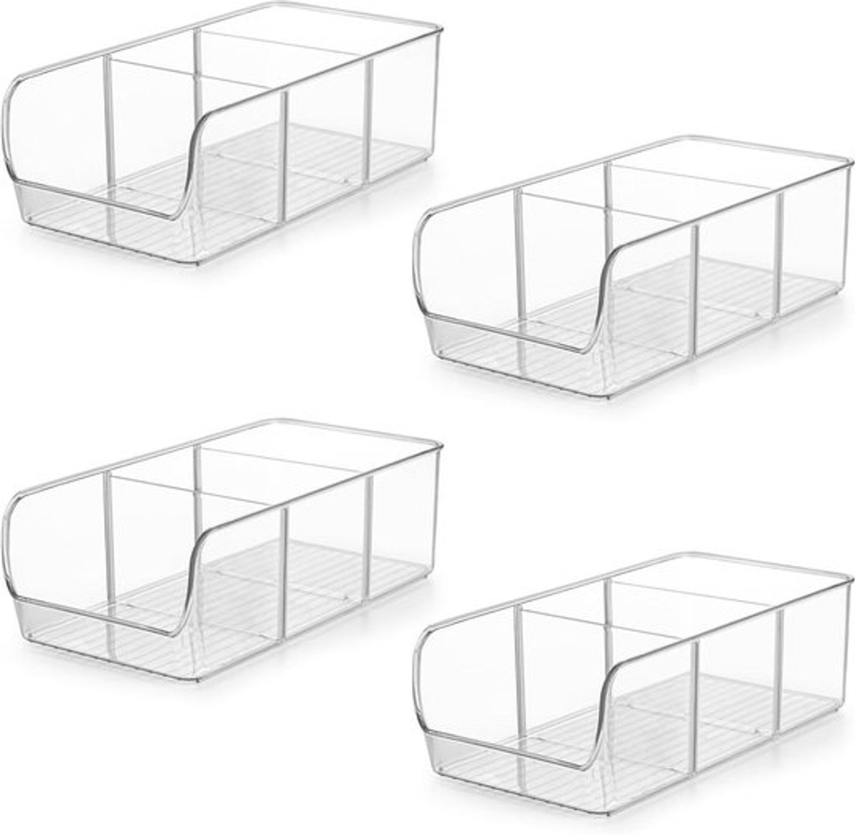 Koelkastopbergbox met verdelers voor inhoop plastic doos