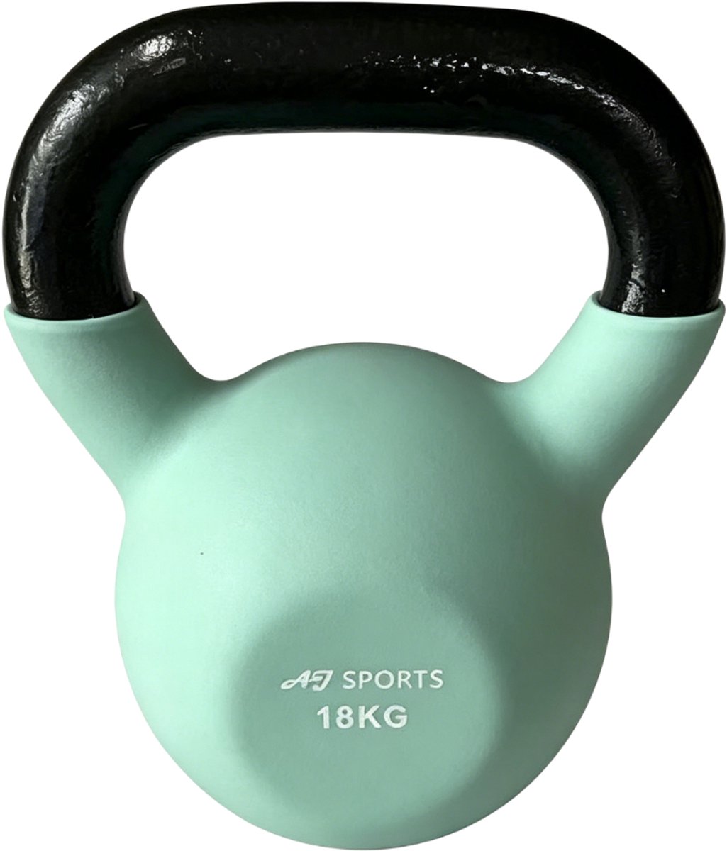 AJ-Sports Kettlebell 18 kg – Vinyl Gecoat Fitness Gewicht – Krachttraining, CrossFit & Full Body Workout – Met Brede Handgreep