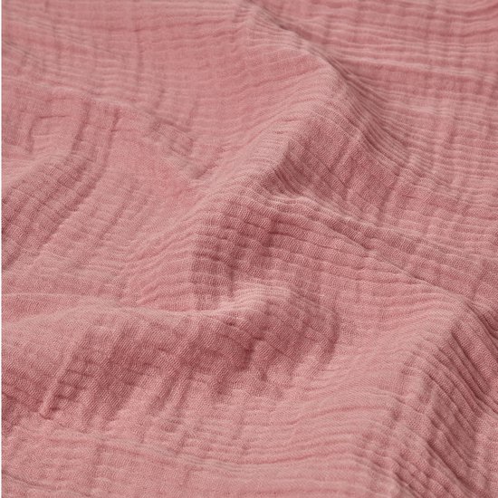 Homescapes roze mousseline deken met kwastjes, 127 × 180 cm – 100% katoen