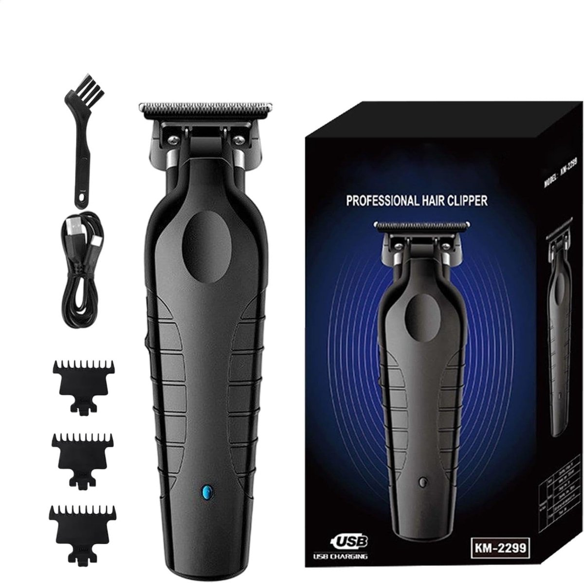 Elektrische Haartrimmer - Baardtrimmer Tondeuse - Thuis Kapper - Roestvrij Staal Precisie - 15 x 4.5 cm - Zwart