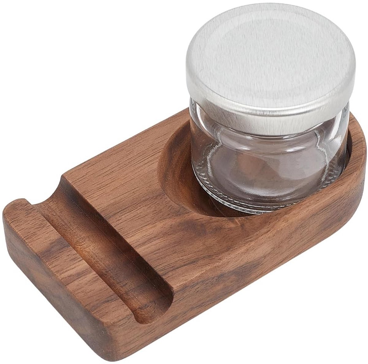 Dailygoods- Kalligrafie Penhouder Ergonomisch Design - Houten Bureauhouder - Kantelbaar - Glazen Inktfles Houder - Compact - Walnoot Hout