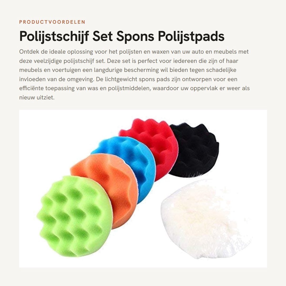 Solidchoice - Polijstschijf Set - Spons Polijstpads - Lichtgewicht - Waxen en Polijsten - Bescherming voor Auto en Meubels - Geschikt voor Vervangen va...