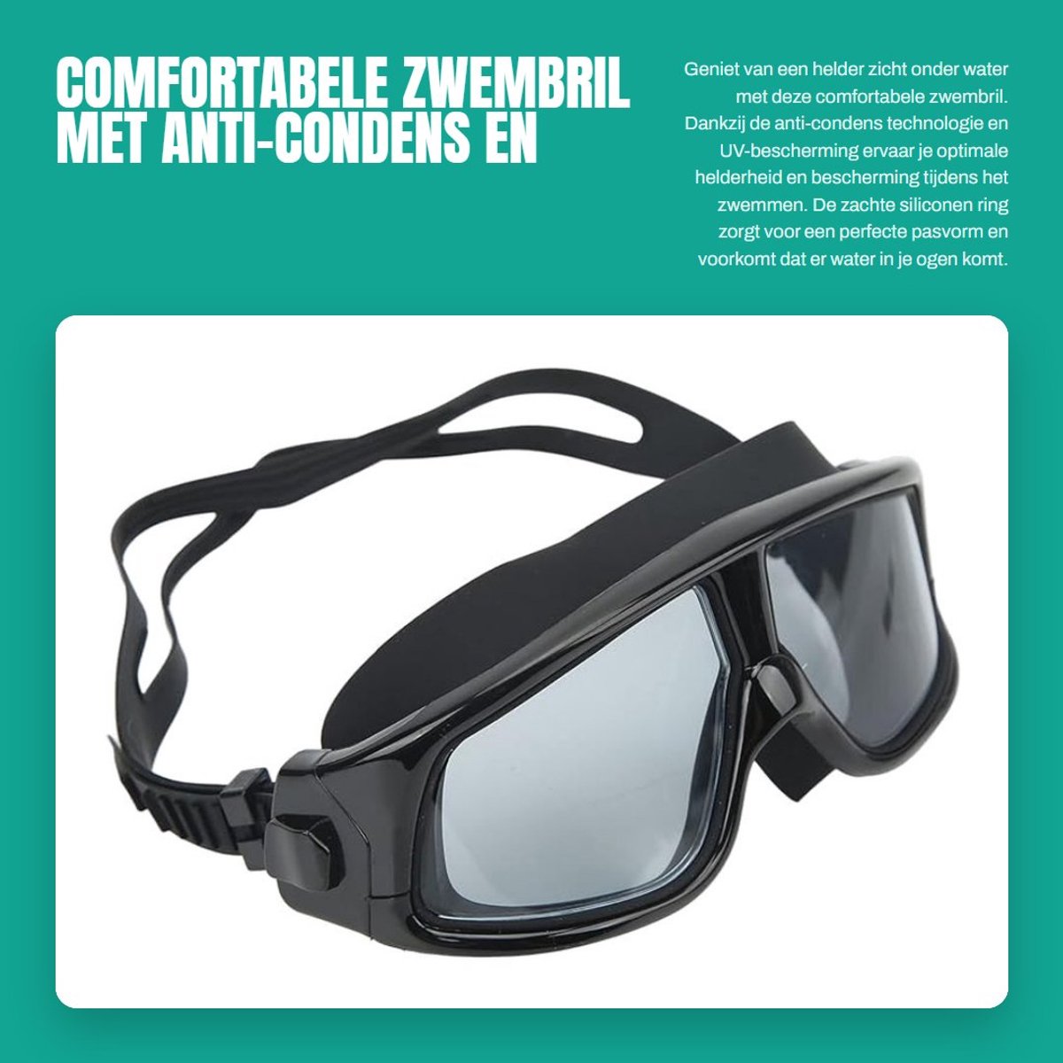 Solidchoice- Zwembril Comfortabel - Anti-condens - UV-bescherming - Met Opbergdoos - Zachte Siliconen Ring - Breed Zicht - Duikbril