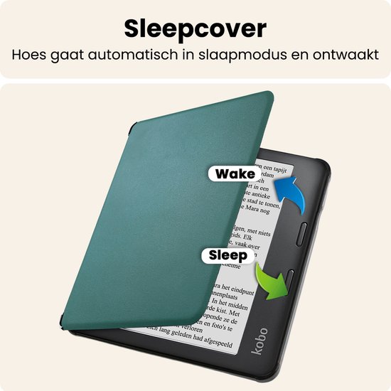 Hoesje Geschikt voor Kobo Libra 2 Hoes Book Case - Hoes Geschikt voor Kobo Libra 2 Hoesje Book Cover - Donkergroen van Hoesje  — afbeelding 3