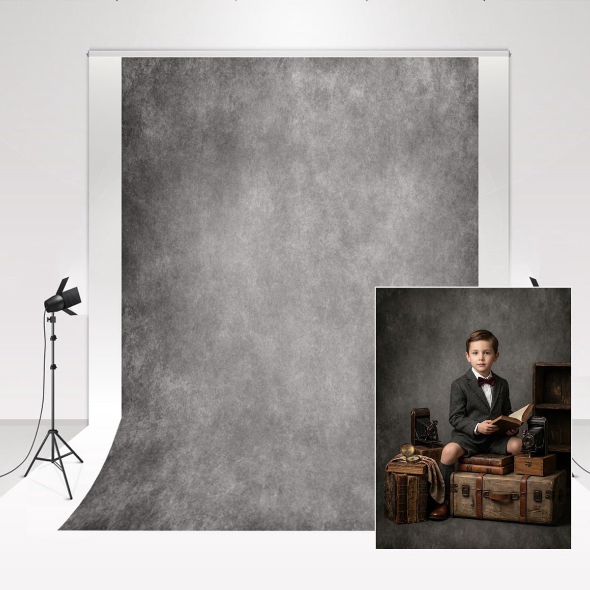 Dailygoods- Foto Achtergrond Grijs 2,2 x 1,5 m - Opvouwbaar Achtergronddoek - Huidvriendelijk Materiaal - Bruiloft/Baby Fotografie - Live Video Achtergrond - Paillettenbekleding