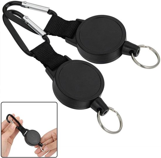 Retractable badge reel met 60 cm stalen draad, zwart, 2 stuks - ideaal voor sleutels, ID-kaarten en toegangspassen — afbeelding 5