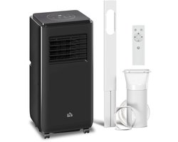 Mobiele Airco – 9000 BTU – Incl. Raamkit – 5-in-1 – Airconditioning – Ventilator – Ontvochtiger – 24-uurs Timer – Voor Slaapkamer En Woonkamer – Zwart