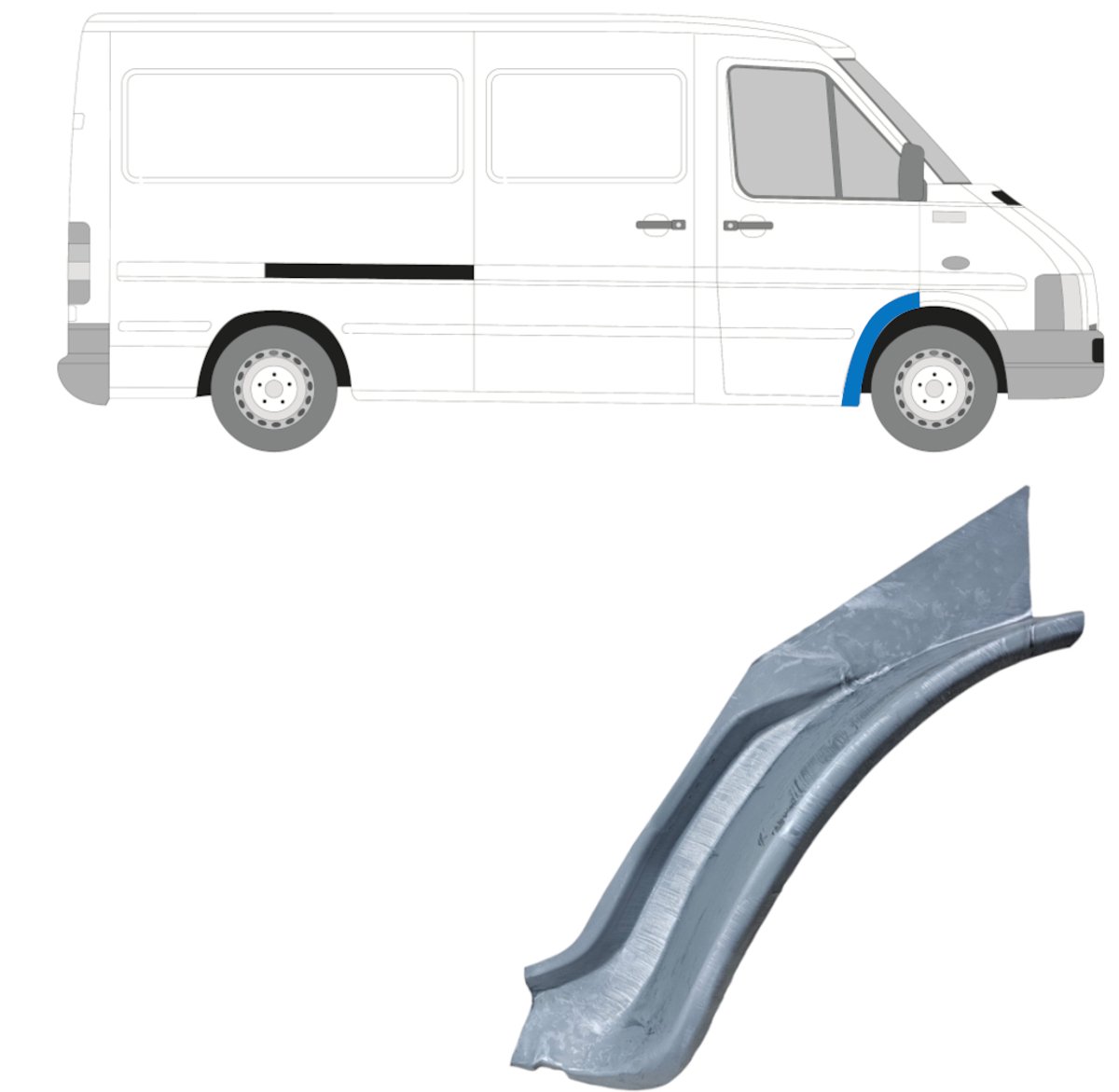 Binnen reparatiepaneel voorste spatbord voor Volkswagen LT 1996-2005 / Rechts