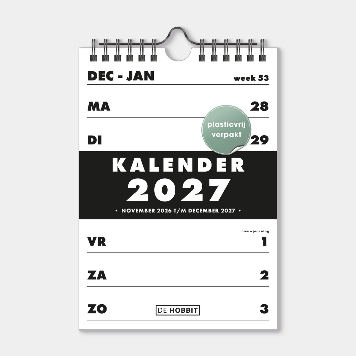 Hobbit - Spiraalkalender 2027 - A5 (21 x 14,85 cm) - Weekplanner - Weekkalender - Zwart/wit