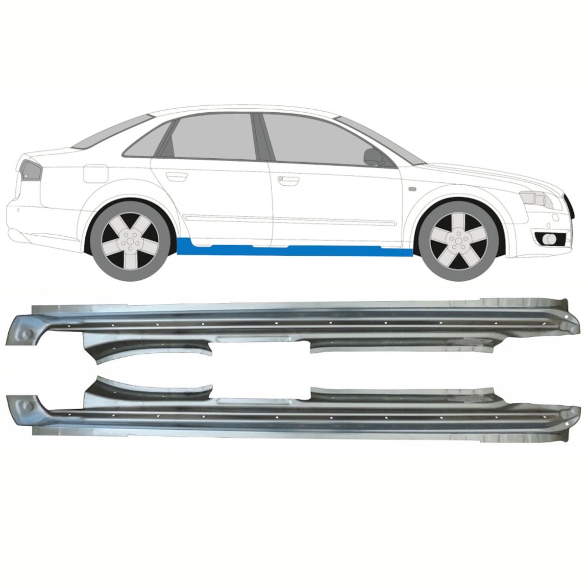 Volledige dorpel voor Audi A4 B7 2004-2007 / Links + Rechts / Set