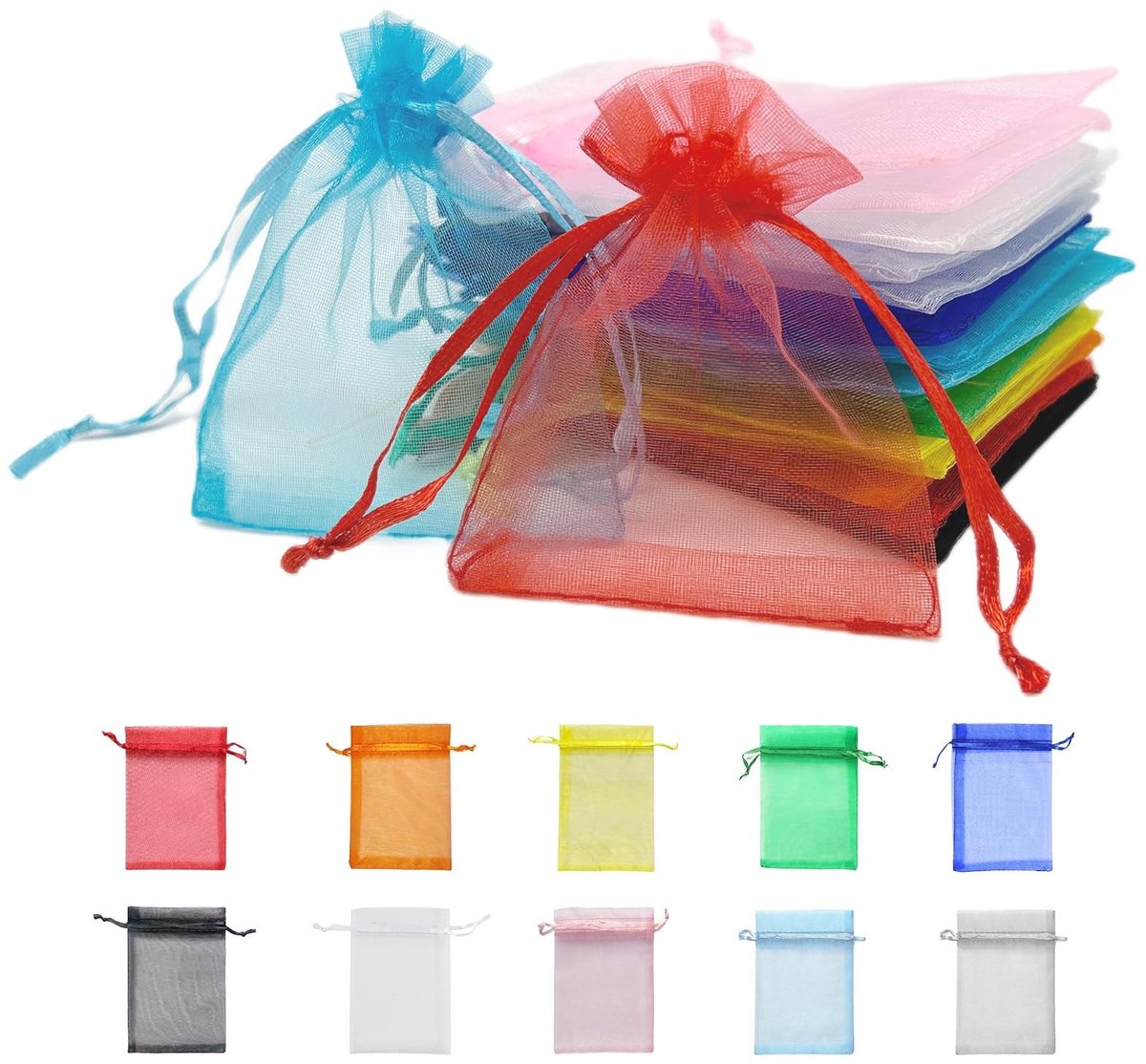 Dailygoods- Organza Zakken 150 Stuks - 7x9 cm Klein - Geschenktas - Snoepgift Juwelentas - Biologisch Afbreekbaar - Perfect voor Feest en Bruiloft - Geschenkzakjes