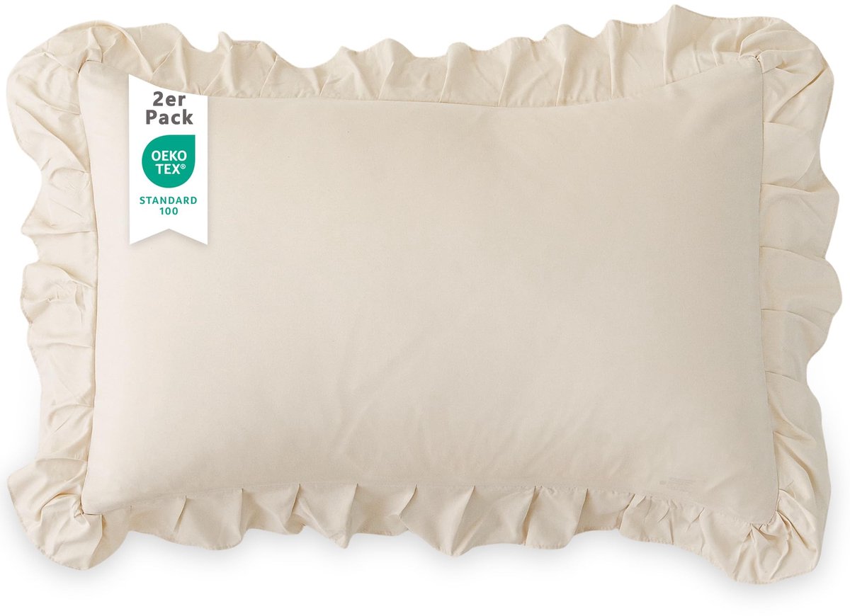 Dailygoods- Kussensloop 40 x 80 cm - Set van 2 - Ruchesontwerp - Öko-Tex gecertificeerd - Hypoallergeen - Zacht en ademend - Kussenhoes