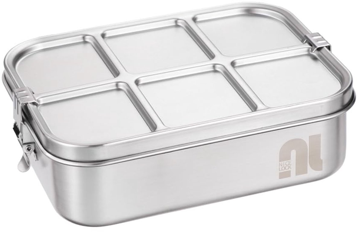 Dailygoods- Broodtrommel Lekvrij 1500 ml - Broodtrommel Kinderen - Bento Box Volwassenen - Roestvrij Staal - Vakken - Individueel Verzegeld