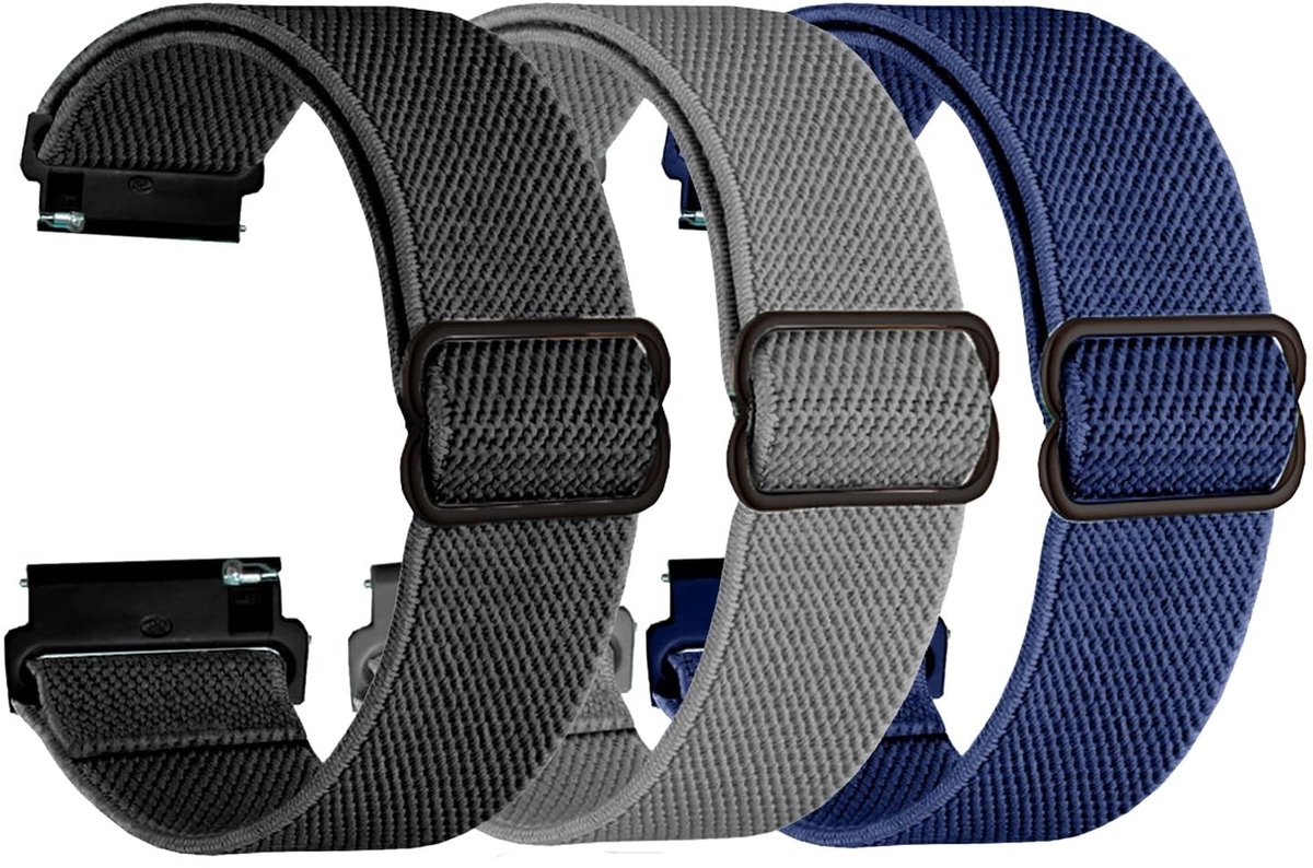 Dailygoods - Set van 3 Verstelbare Nylon Horlogebanden voor Mannen en Vrouwen