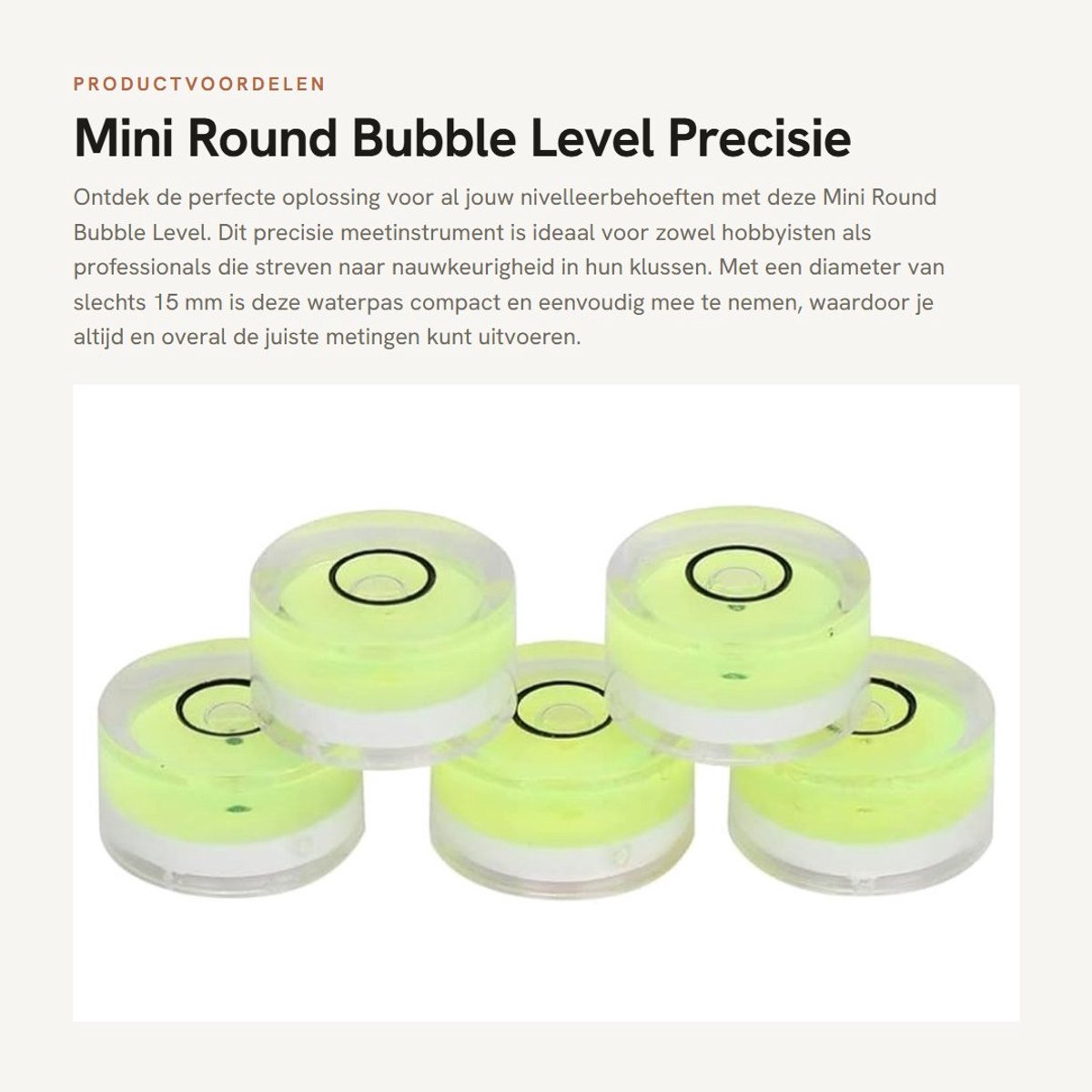 Dailygoods- Waterpas - Mini Rond Nivelleer Bubble - 5 Stuks - Precisie Meetinstrument - ABS Kunststof - Compact en Lichtgewicht
