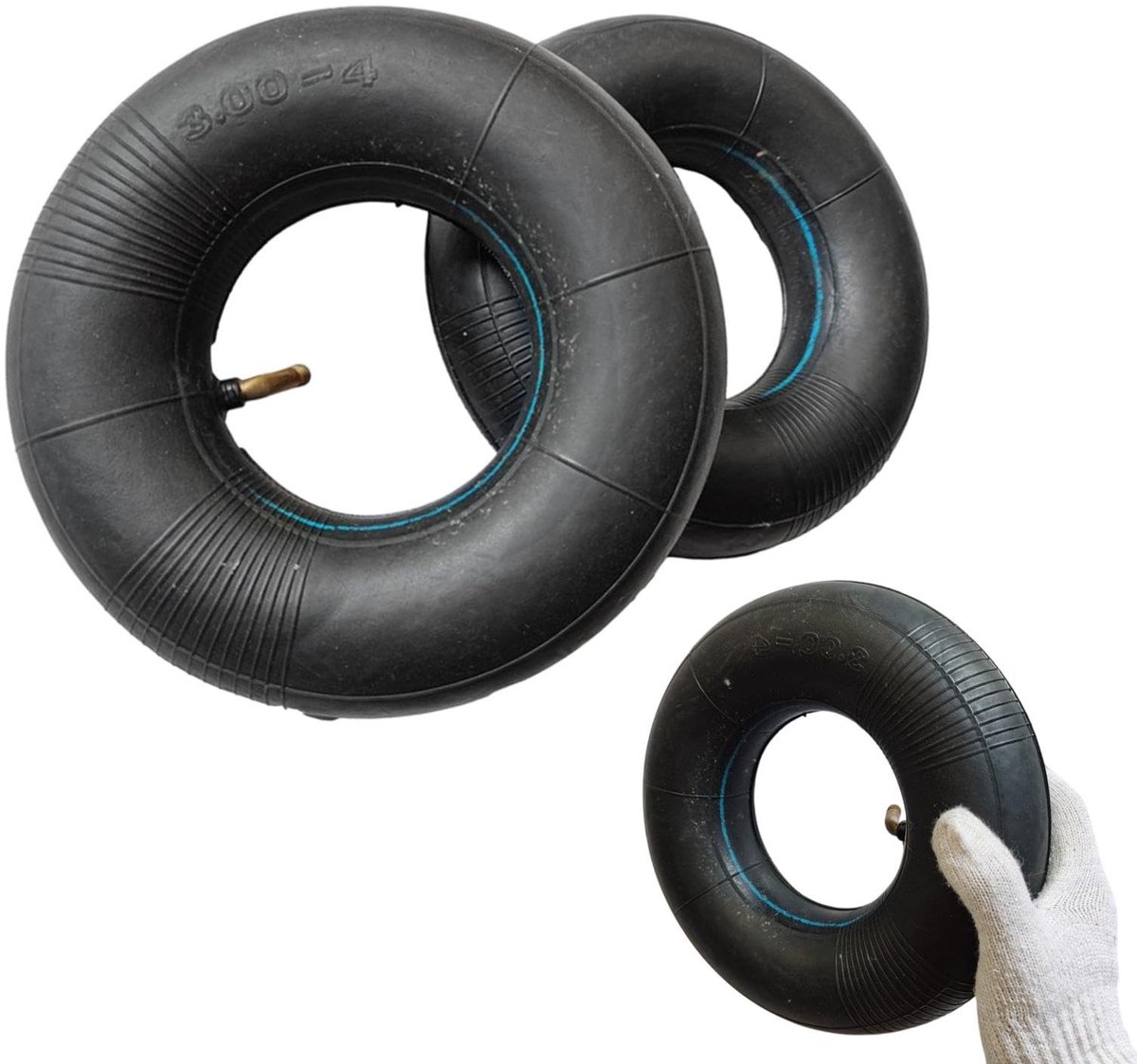 Dailygoods - 2 Stuks Binnenband voor Bolderkarren - Massief Rubber 3,00-4 Inch