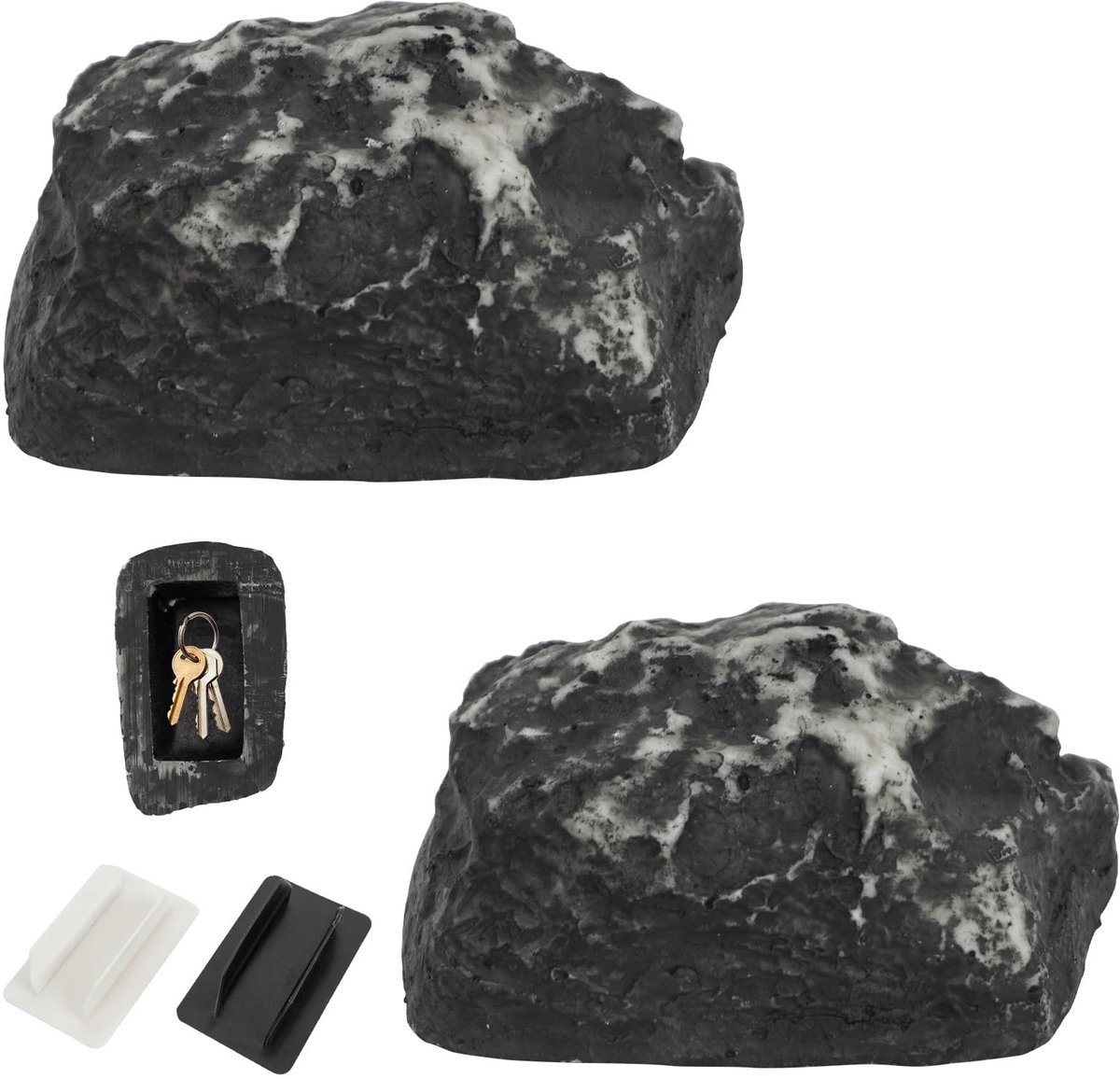 Dailygoods - 2 stuks sleutelverstopplaats van kunststeen, decoratieve nepsteen, sleutelsafe, waterdichte sleutelsteen met geheim vak, weerbestendige sleutelhouder voor tuin, binnenplaats, buiten