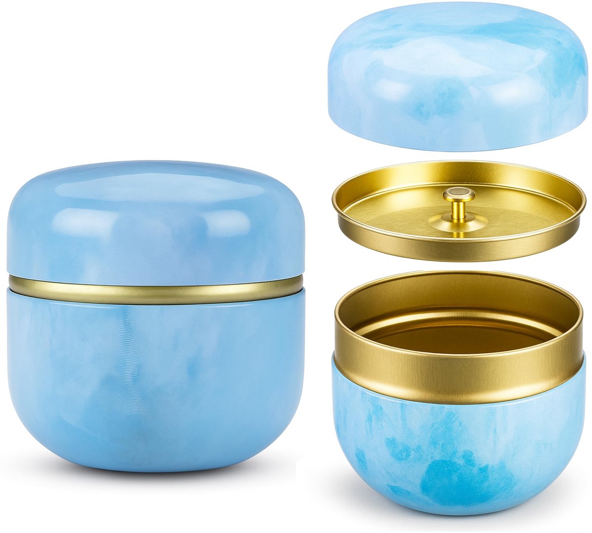 Dailygoods- Theebus 250 ml - Luchtdicht - Ronde metalen Theebus - Naadloos ontwerp - Makkelijk schoon te maken - Voor losse thee/kruiden/specerijen - Theeblik