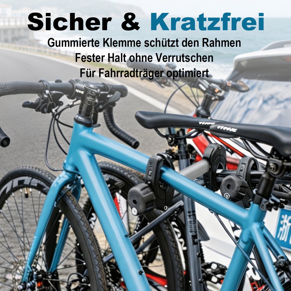 Zilveren Framehouder Set Fietsendrager (3 Stuks) – Afsluitbaar – 25/32/45 cm – Voor 1e, 2e en 3e Fiets – Universele Fietsklem Caravan & Camper