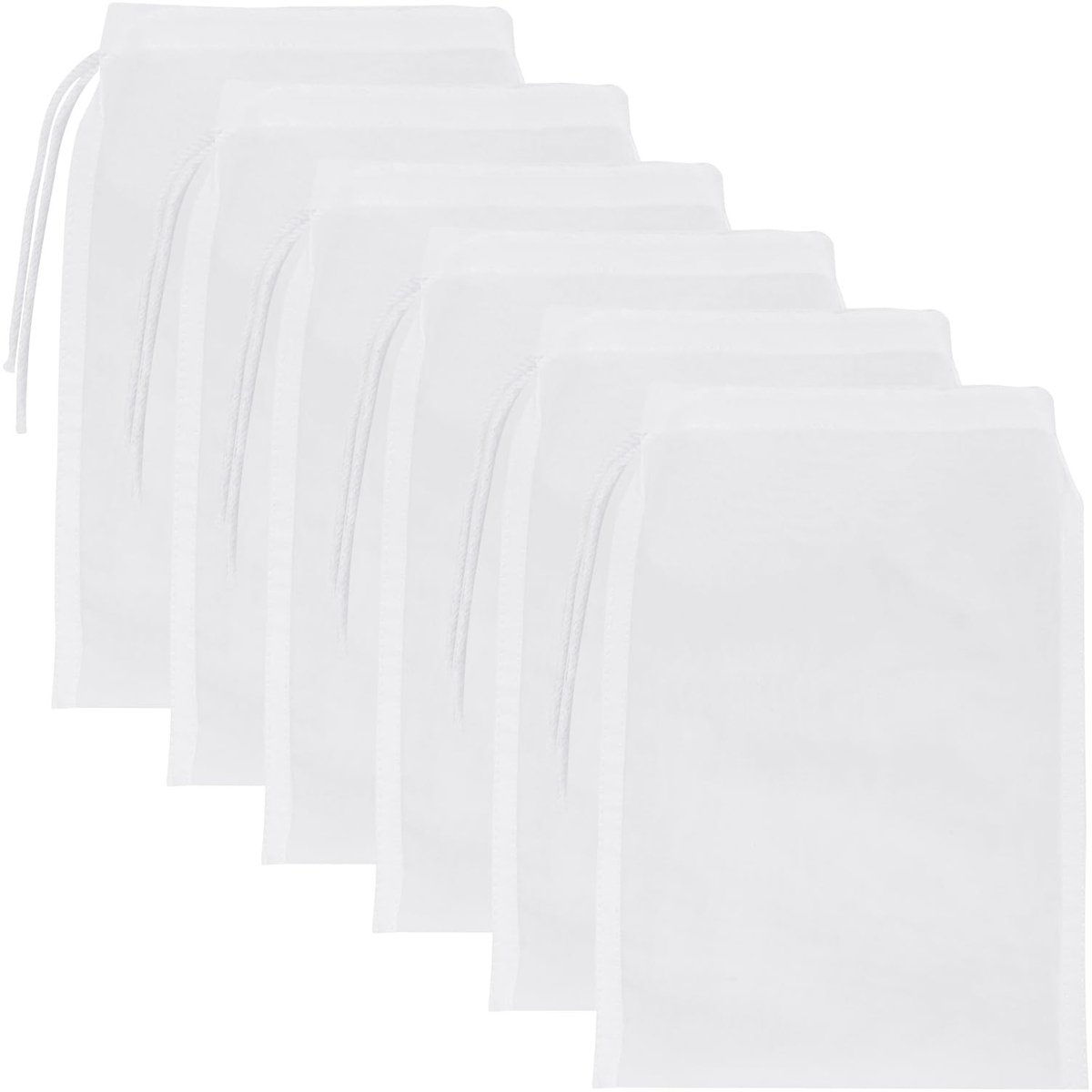 Dailygoods- Filterzakken 6 stuks - Nylon - 23 x 12,7 cm - Fijnmazig - Antislip sluiting - Voor actieve koolkorrels - Aquariumfilter