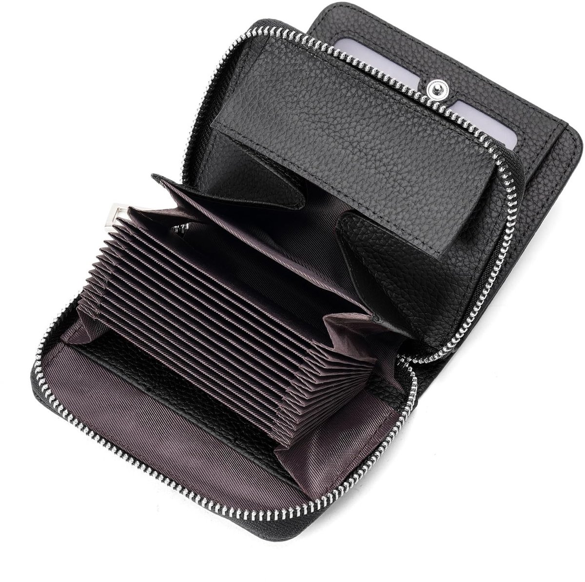 Dailygoods- Portemonnee Dames Grote Capaciteit - Kleine Portemonnee - Leer met Rits - RFID-Bescherming - 16 Kaartvakken - 11,5 x 9,5 x 4 cm - Damesportemonnee