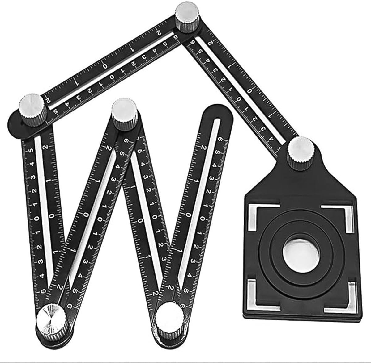 Dailygoods- Hoektool Verstelbaar - Zesvoudige Liniaal - Gradenboog - Contour Gauge - Aluminiumlegering - Voor Keramische Tegels - Meetlat