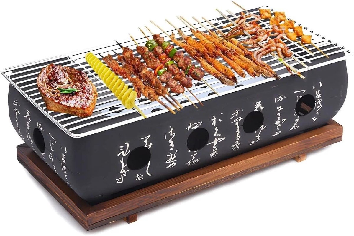 Dailygoods- Barbecue Draagbaar Japans ontwerp - Grillfornuis - Grillplaat - Brandstofreservoir - Aluminiumlegering - 36 x 18 x 13 cm - Grill