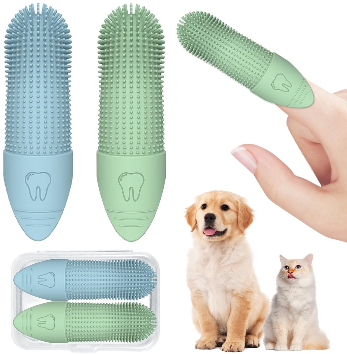 Dailygoods- Vingertandenborstel 2 Stuks - Premium Siliconen - Ultra-Resistent - 360°-Design - Eenvoudige Controle - Zachte Reiniging - Tandenborstel