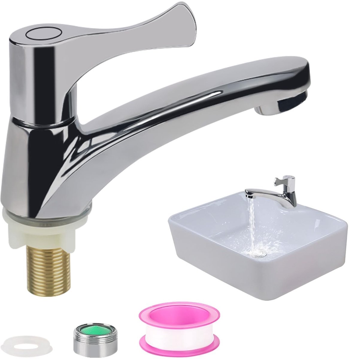 Dailygoods- Gastentoiletkraan met uittrekbare uitloop - Keukenkranen - Koudwaterkraan - Enkelvoudige kraan - Zinklegering - Eenvoudig te installeren