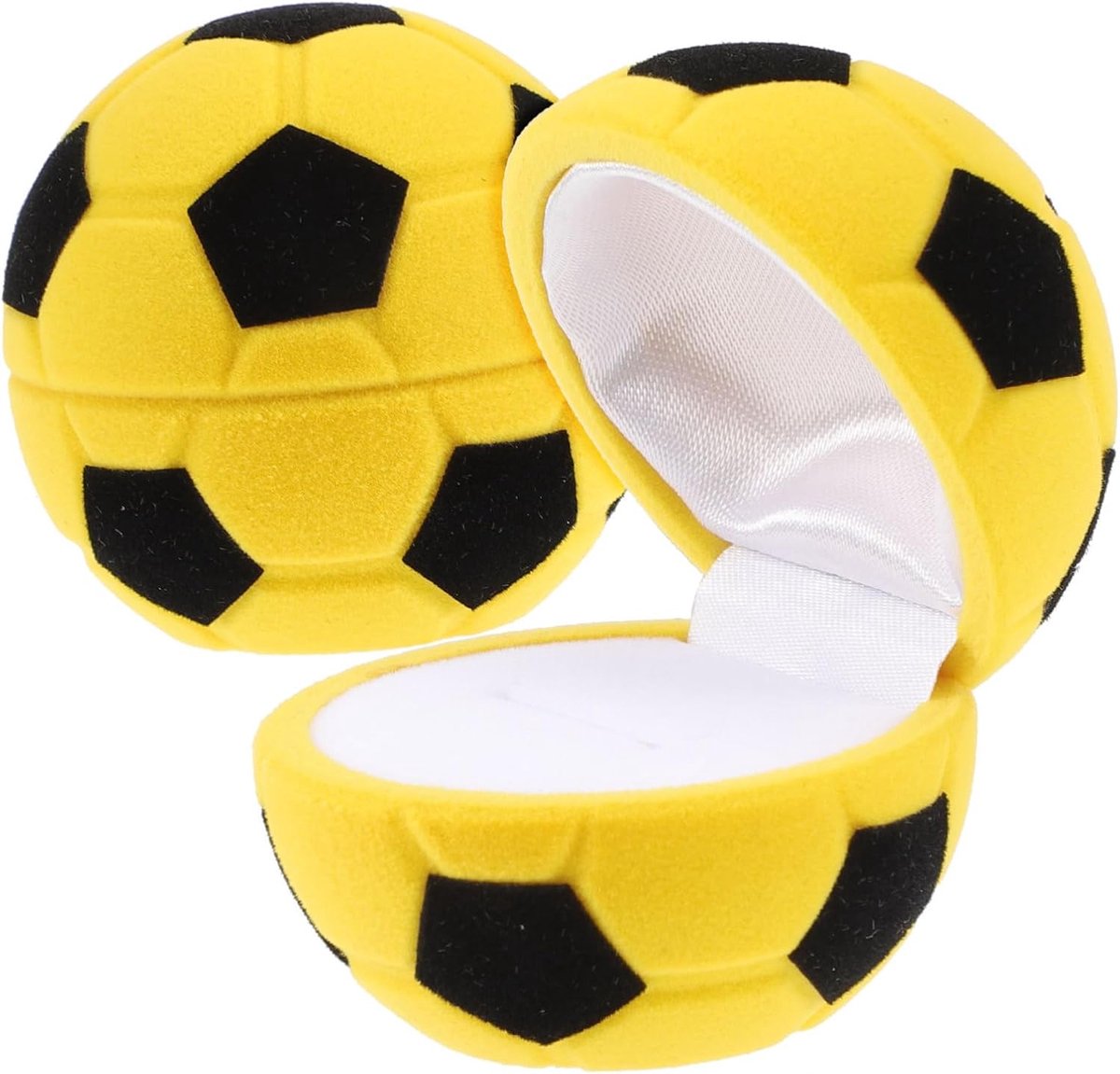 Ringendoosjes Voetbal - Juwelendoosjes - Huwelijksaanzoek - Uniek Voetbal Design - 2 Stuks - Geel
