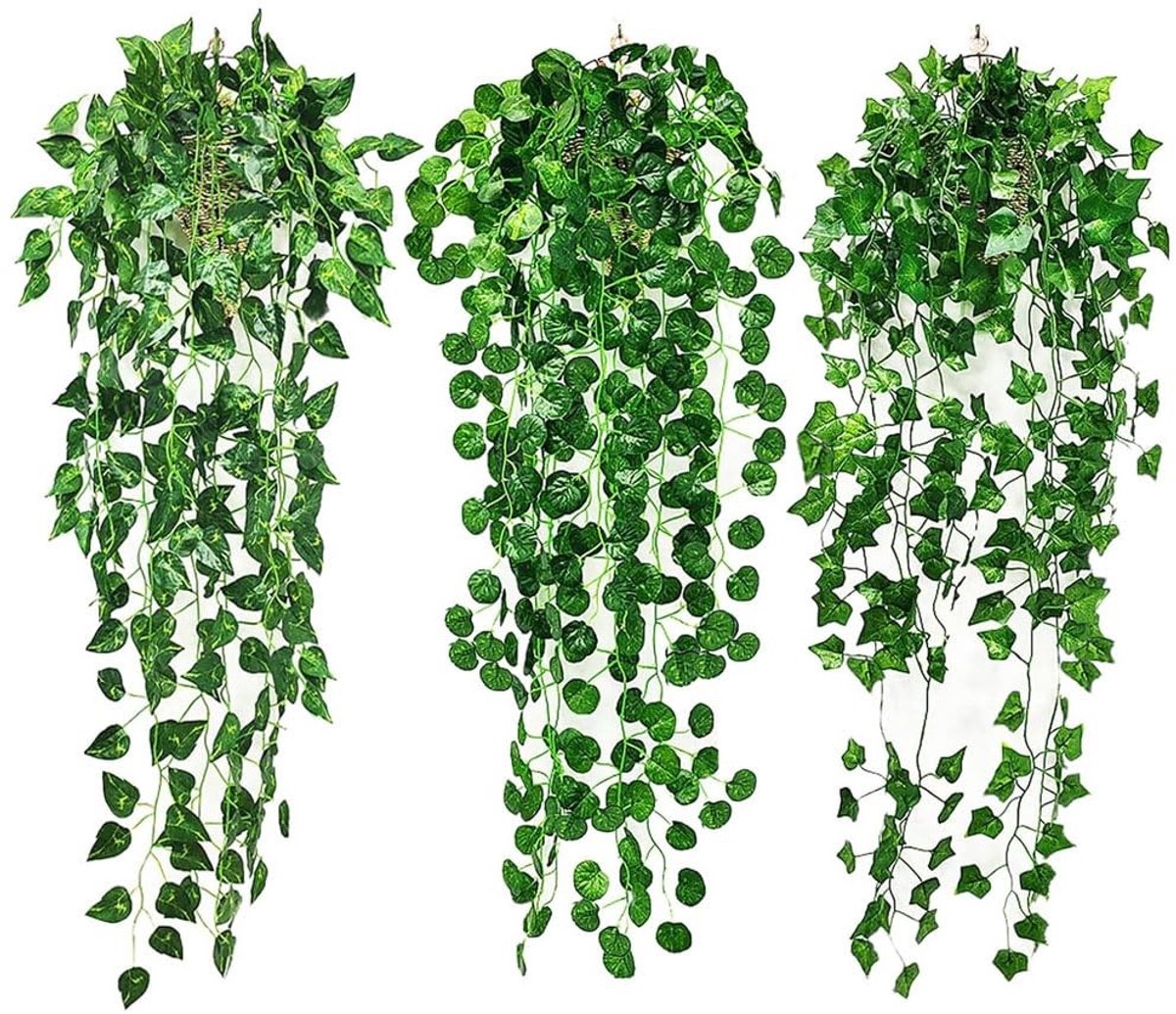 Dailygoods- Kunsthangplanten 95 cm - Onderhoudsvrij - Waterbestendig - UV-bestendig - Kunstplanten voor binnen/buiten - Wanddecoratie - Nepplanten