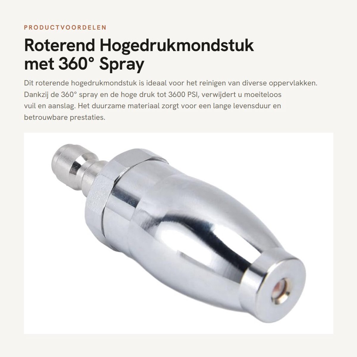 Dailygoods- Drukspuitmondstuk 360 ° Roterende Spray - Roterend mondstuk - 304 Roestvrij Staal - 3600 Psi Max - Snelle Connector - Duurzaam materiaal - Hogedrukreiniger Mondstuk