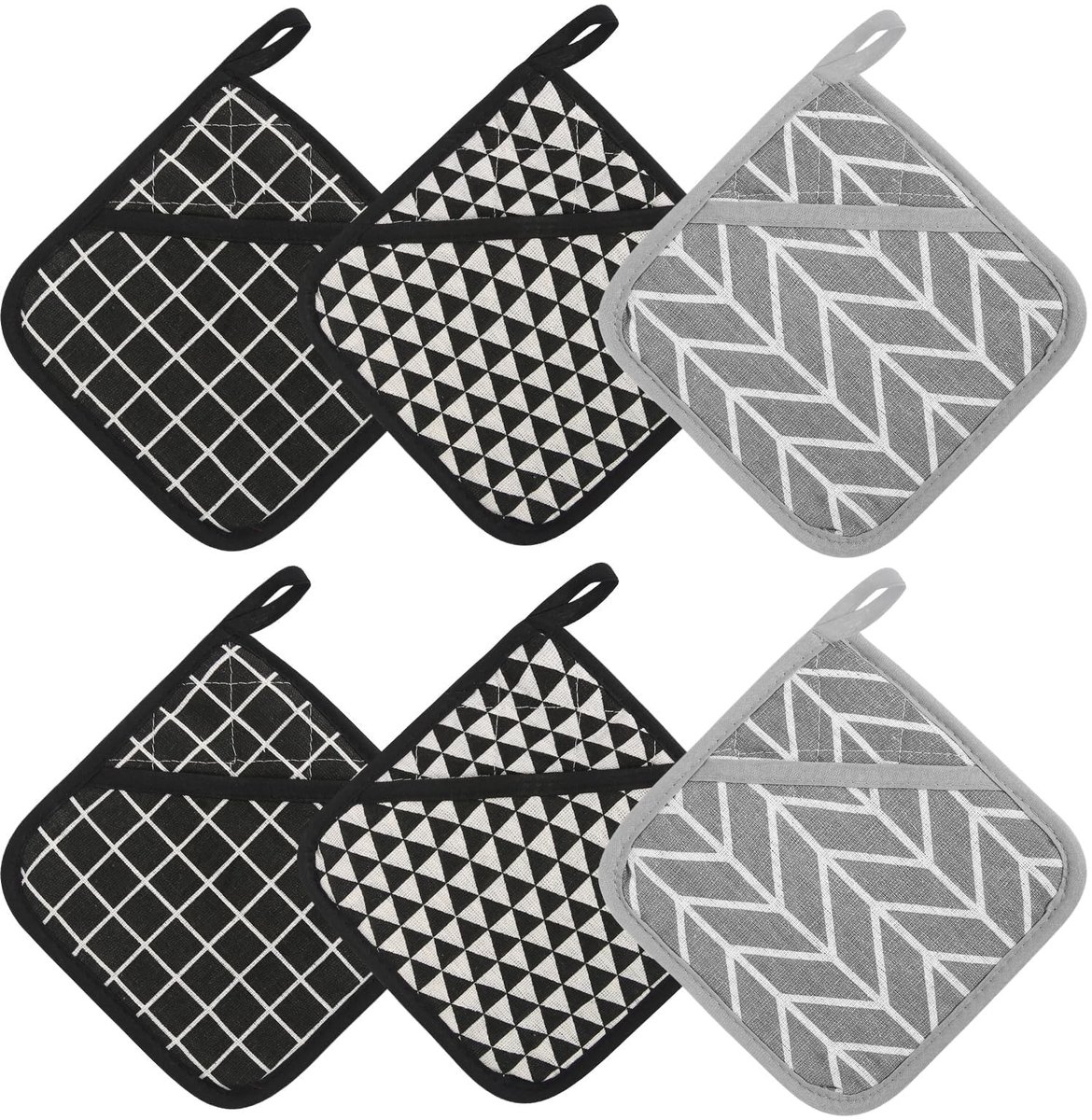 Dailygoods - Hittebestendige Pannenlappen Set - 6 Stuks van Katoen met Tas
