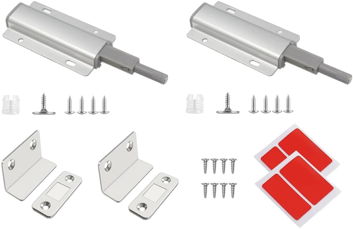 Dailygoods- Drukdeuropenerset - Magnetische Kastdeurdempers - Eenvoudige Montage - Hoogwaardige Aluminiumlegering - Modern Design - Duurzaam en Corrosiebestendig - Deuropener