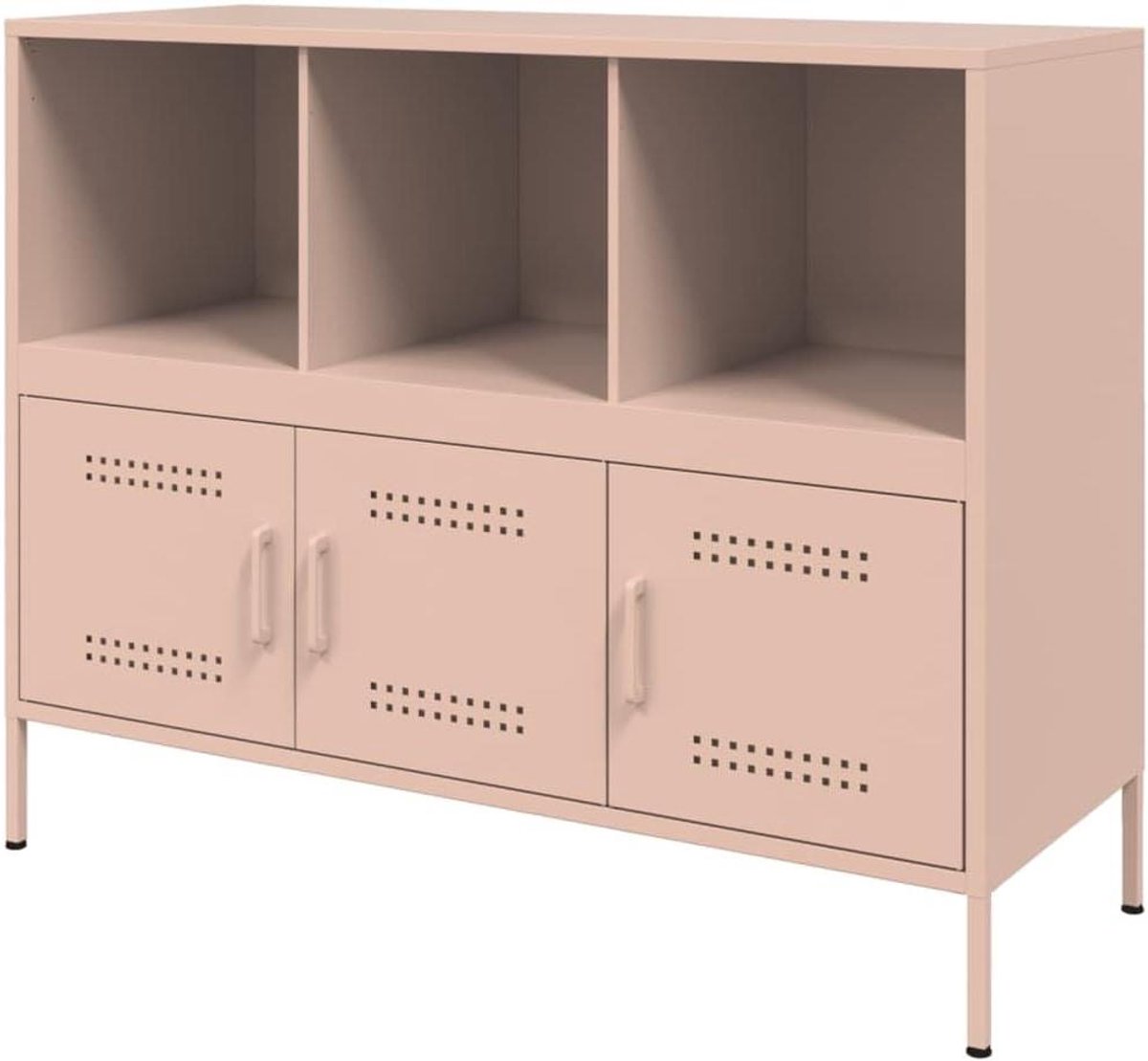 Dressoir - Opbergkast - Woonkamer Organisatie - Koudgewalst staal - 100x39x79 cm - Roze