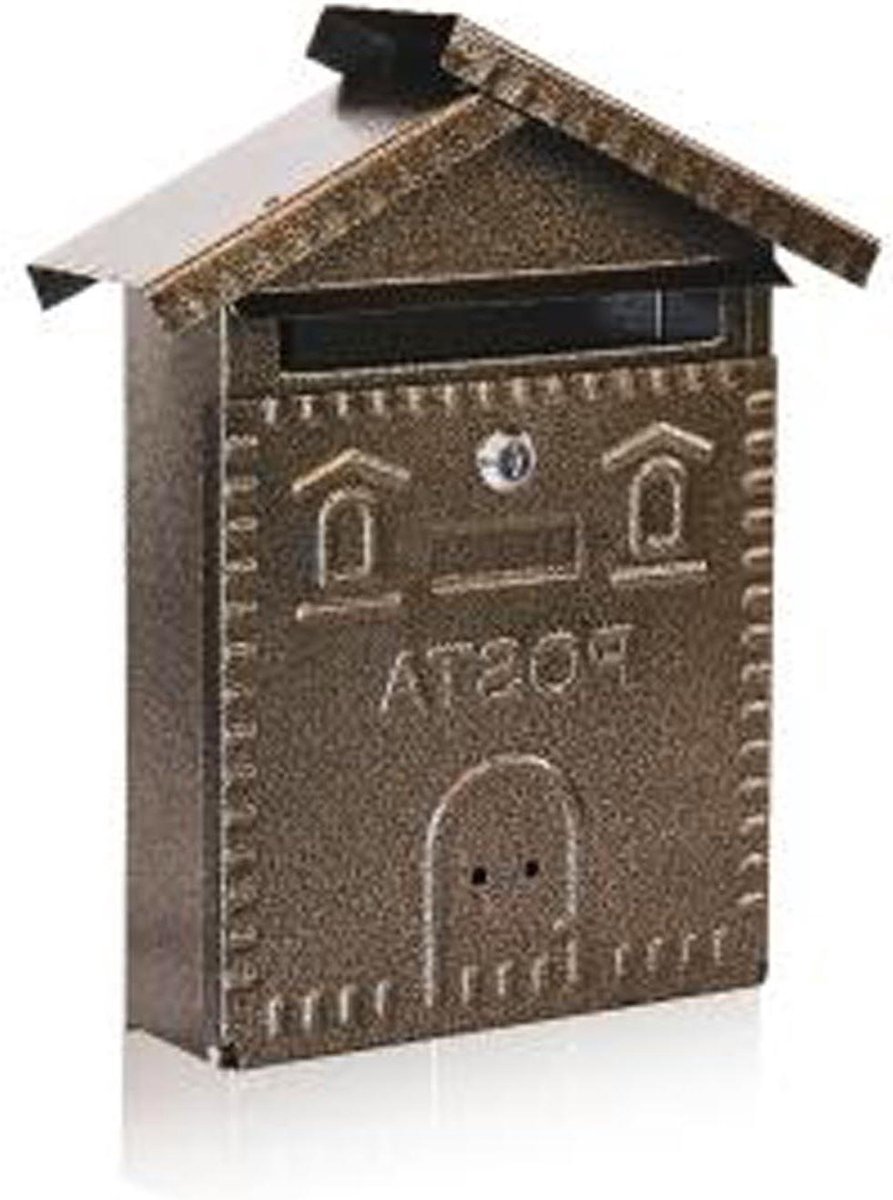 Brievenbus Huisvorm - Postbus Muur - Post Ontvangen - Smeedijzer Zwart - 35 x 9 x 28 cm - Antraciet