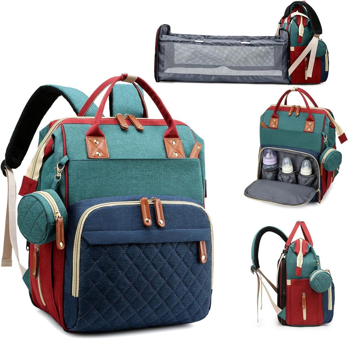 Babyluiertas Rugzak - Mom Bag Luiertas - Babyverzorging Onderweg - Inclusief Luierstation - Waterdicht - Grijs