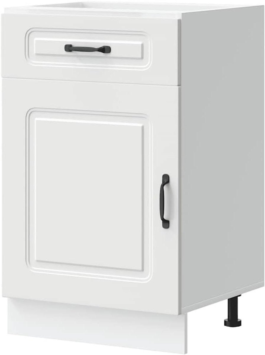 Keukenonderkast - Spoelbakmeubel Gootsteenkast - Keuken Organiseren - Bewerkt Hout - 46 x 50 x 815 cm - Wit