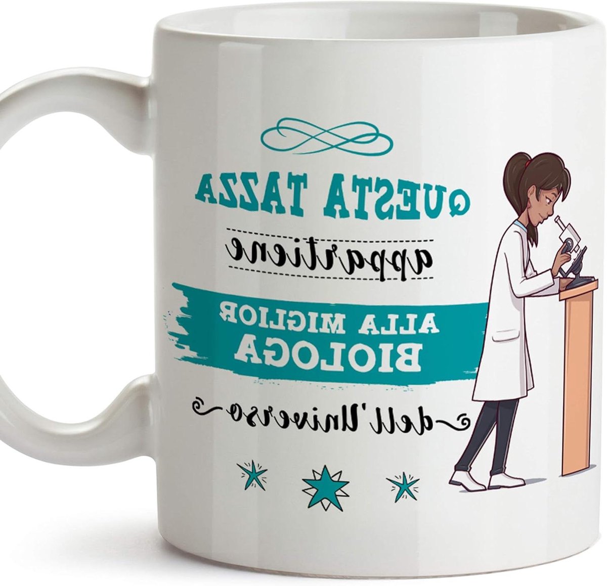 Mok Italiaans - Biologa Mok - Koffie Drinken - Uniek Design - 16 x 11 x 12 cm - Wit