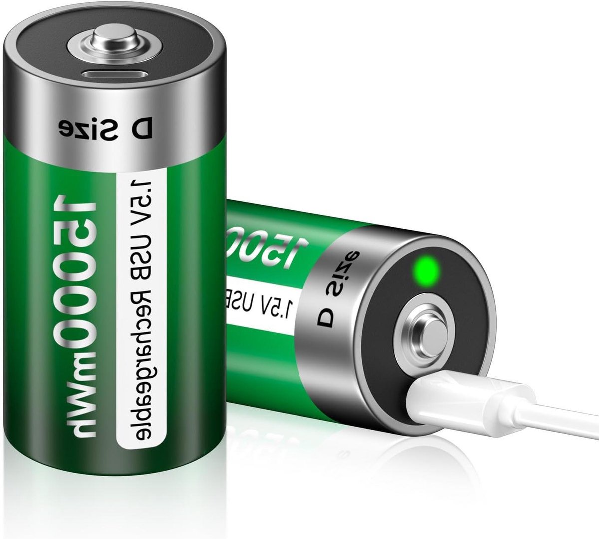 Oplaadbare D Batterijen - 1.5V Lithium Batterijen - Apparaten Voeden - Type C Snelladen - 15000 mWh - Niet van toepassing
